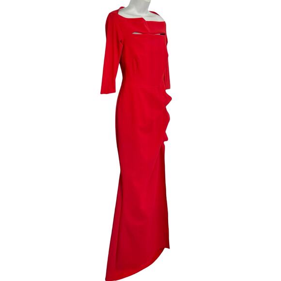 Chiara Boni La Petite Robe Lipstick Red Kate Slit Detail Boatneck Gown sz 42 / 6 - Picture 13 of 16